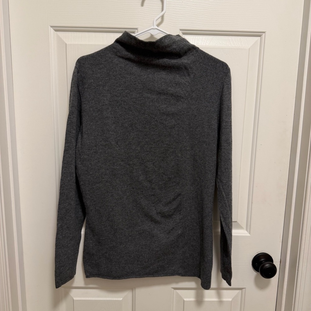 Lafayette 148 Mockneck Sweater 100% Wool Gray Knit Turtleneck Size Large
